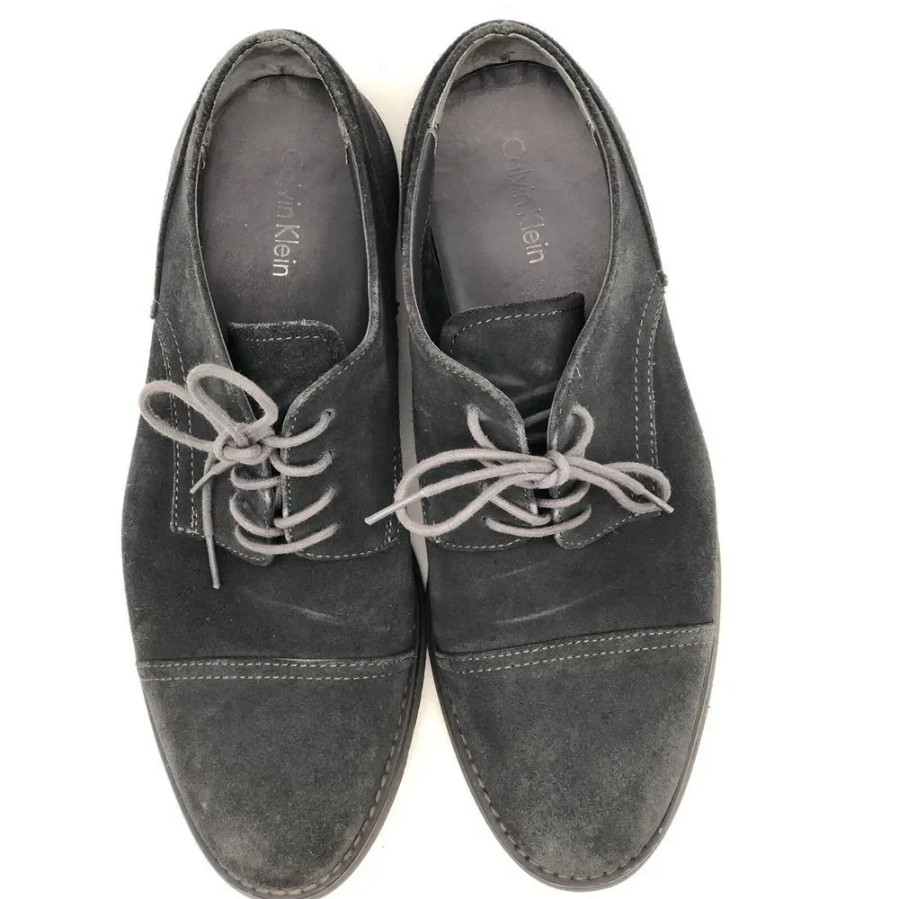Calvin Klein Men's Casual Shoes Gray Suede Cap Toe Oxfords US Size‎ 11 EU 44